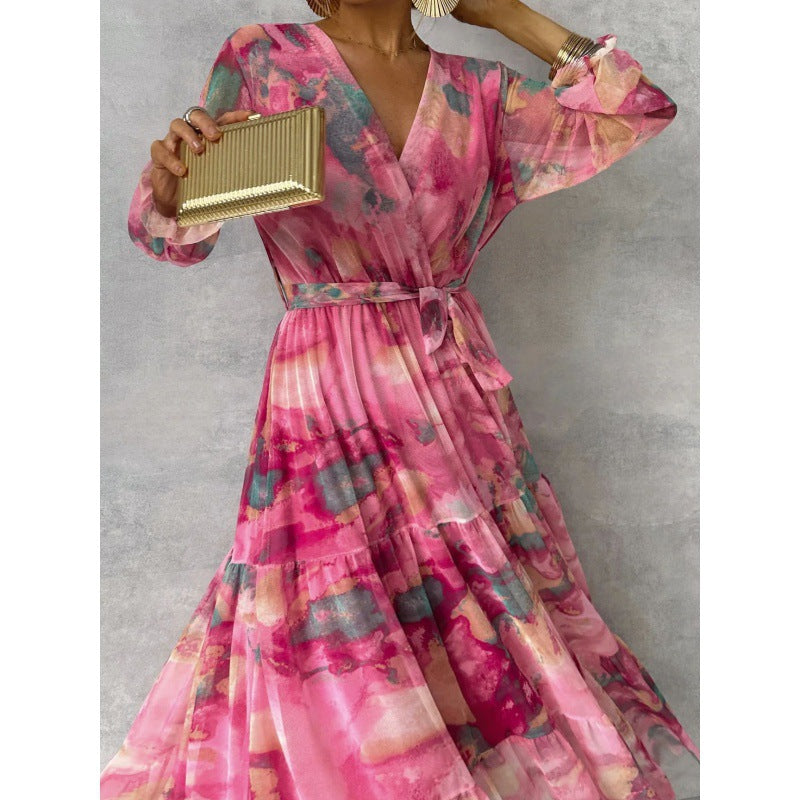 Nyla – Elegant Floral V-Neck Dress