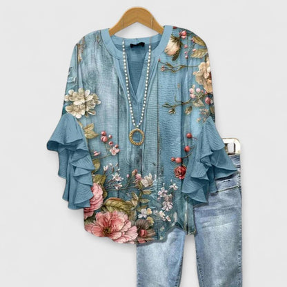 DELLILAH – FLOWY V-NECK BLOUSE