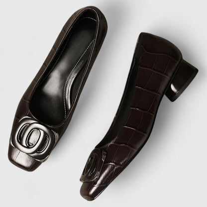 OLIVIA – ELEGANT SQUARE BUCKLE BLOCK HEELS
