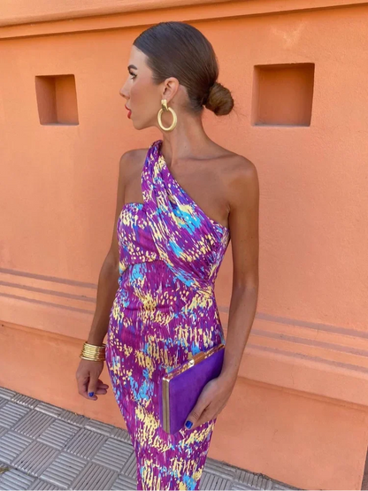 KAELORIA – OCEANFALL OFF-SHOULDER MIDI DRESS