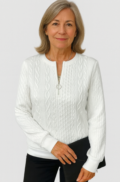 THALIENNE CABLE KNIT ZIP SWEATER