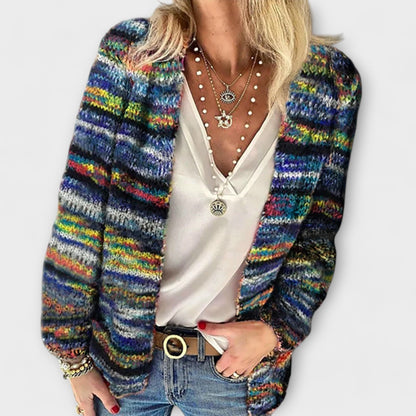KAYLEE – COLORFUL STRIPED KNIT CARDIGAN