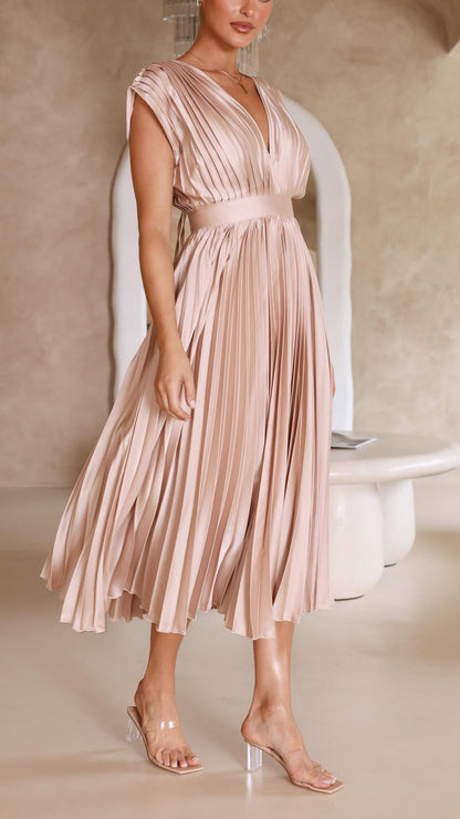 ALIYAH – ELEGANT PLEATED MIDI DRESS