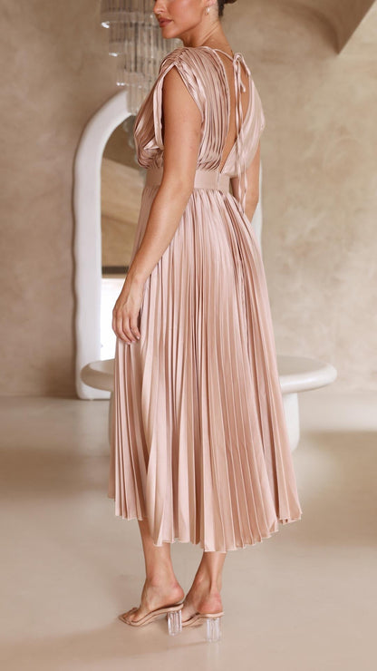 ALIYAH – ELEGANT PLEATED MIDI DRESS