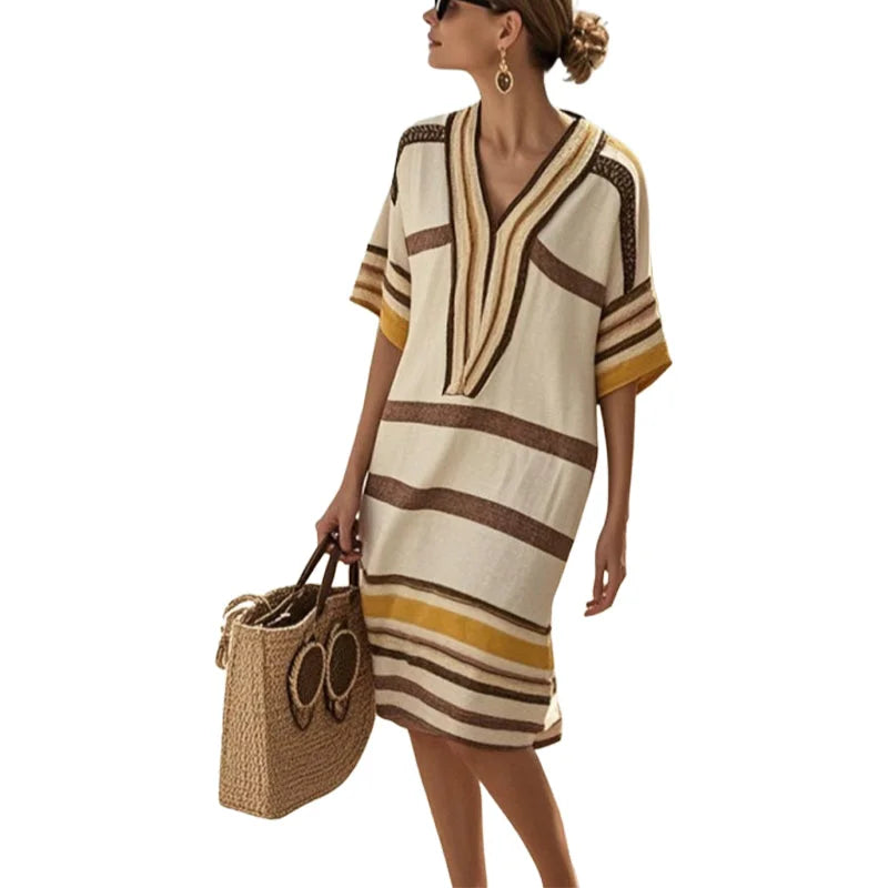 JANELLE – RELAXED STRIPED KAFTAN DRESS