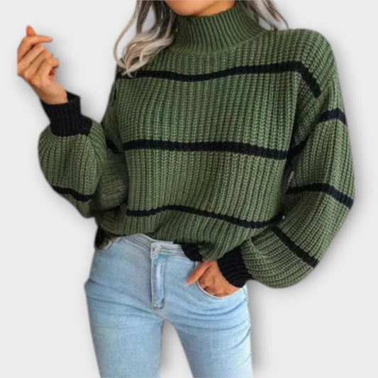 Harper - Turtleneck Sweater with Stripes