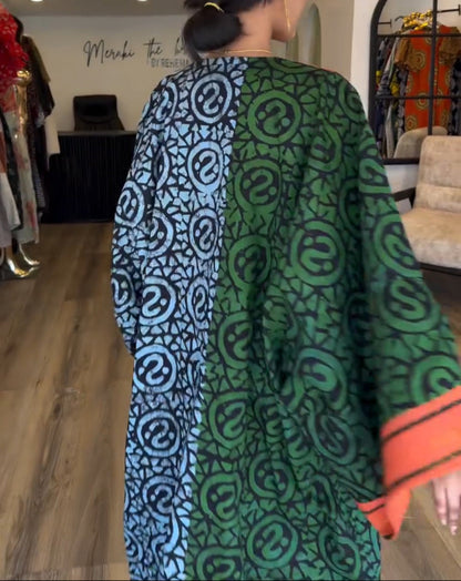 IMANI – AFRICAN PRINT V-NECK KAFTAN MAXI DRESS