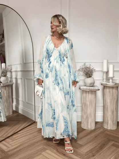MONROE – OCEAN FLOWER CHIFFON MAXI DRESS