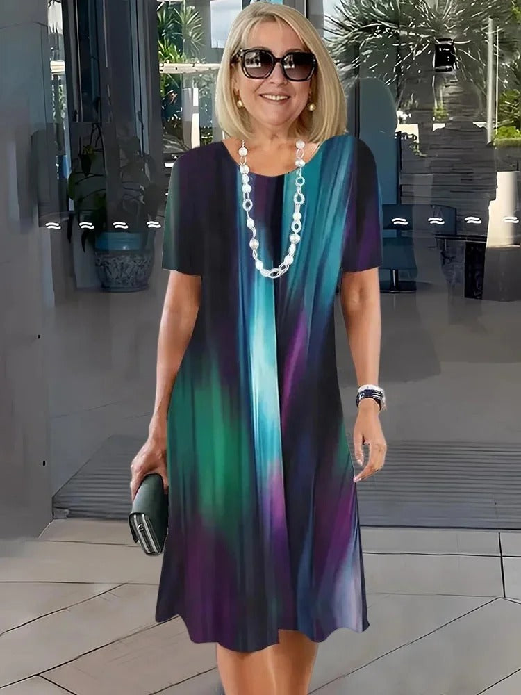 SHIRA – COMFORTABLE LOOSE PRINTED MEDIUM DRESS