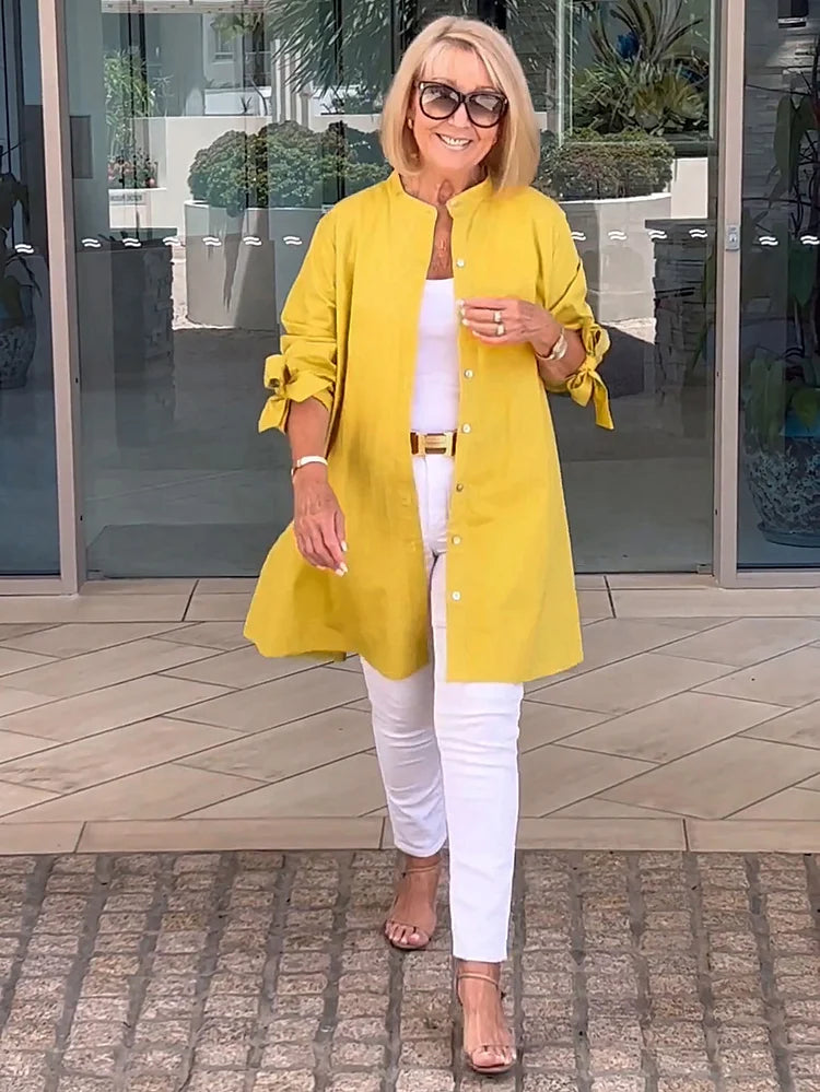 ELLARIA – GATHERED BACK COTTON SHIRT JACKET