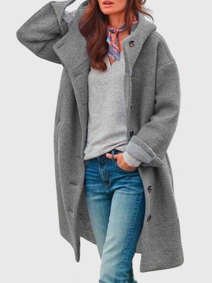 FREYA – TEXTURED HOODED COAT