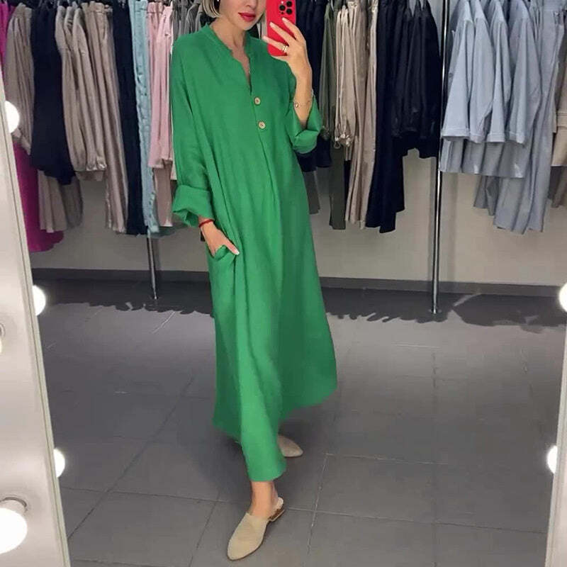 VALENCIA – WOMEN'S LONG SHIRT DRESS WITH POCKETS