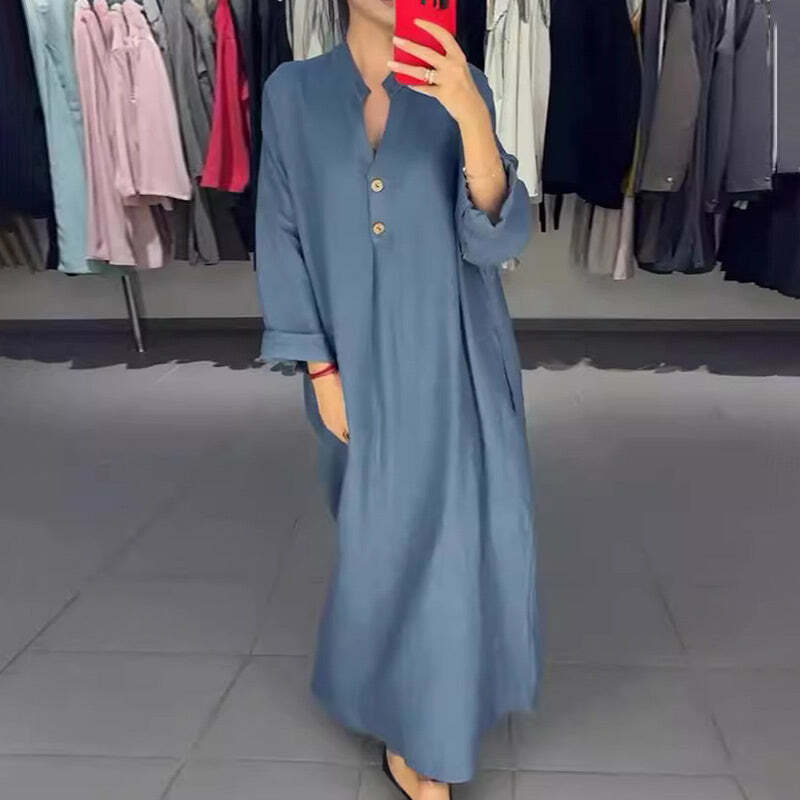 VALENCIA – WOMEN'S LONG SHIRT DRESS WITH POCKETS