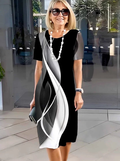 SHIRA – COMFORTABLE LOOSE PRINTED MEDIUM DRESS