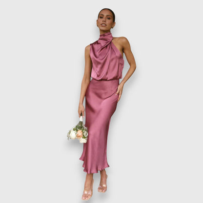 Daisy | Elegant Satin Halter Dress