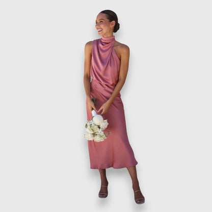 Daisy | Elegant Satin Halter Dress