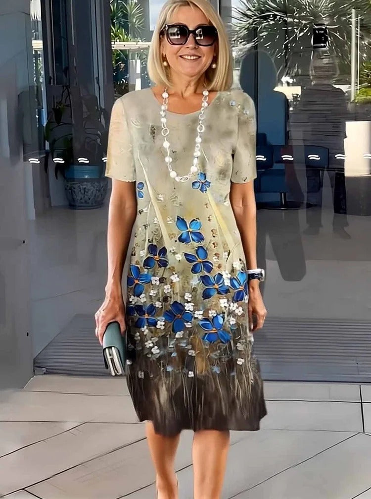 SHIRA – COMFORTABLE LOOSE PRINTED MEDIUM DRESS