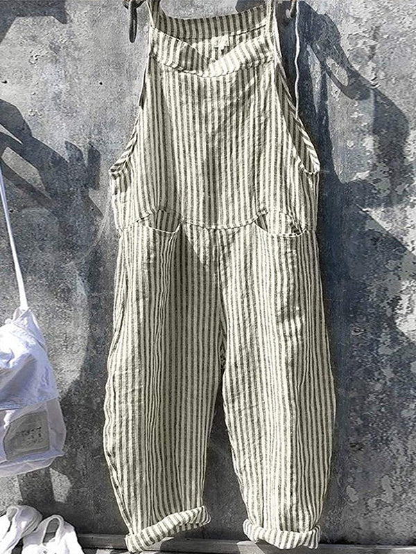 Striped Overall in Linen and Cotton