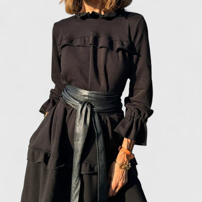 STACEY – RUFFLED TIERED MIDI DRESS