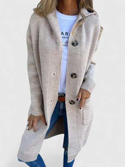 GRACIE – LONG RIBBED HOODED CARDIGAN