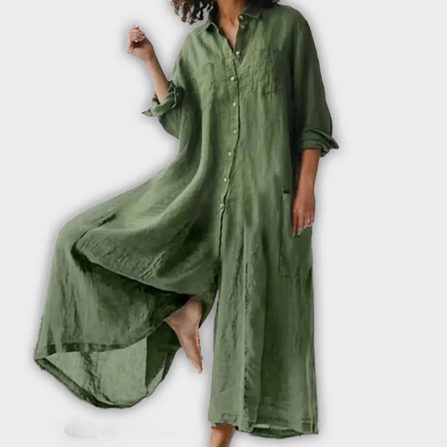 CECILIA – RELAXED BUTTON-DOWN MAXI DRESS