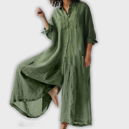 CECILIA – RELAXED BUTTON-DOWN MAXI DRESS