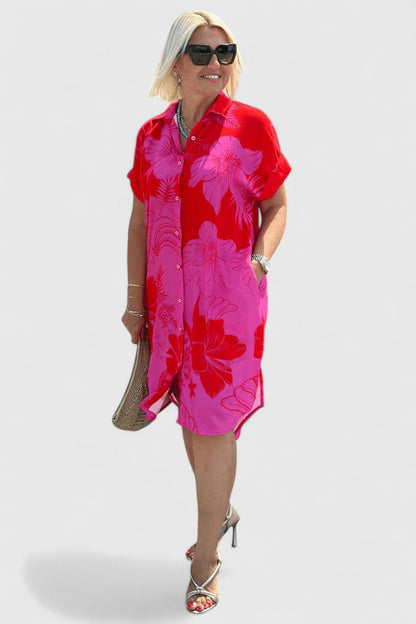 LUCY – TROPICAL BLOOM SHIRT DRESS