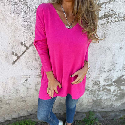 Scarlett – Comfortable Long Sleeve V-Neck Knitted Blouse