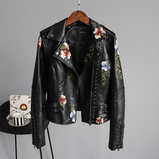 CALLUM – TRENDY EMBROIDERED LEATHER JACKET